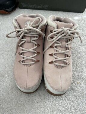 Timberland Euro Sprint Mid Hiker Light Pink Nubuck Leather Size 8.5